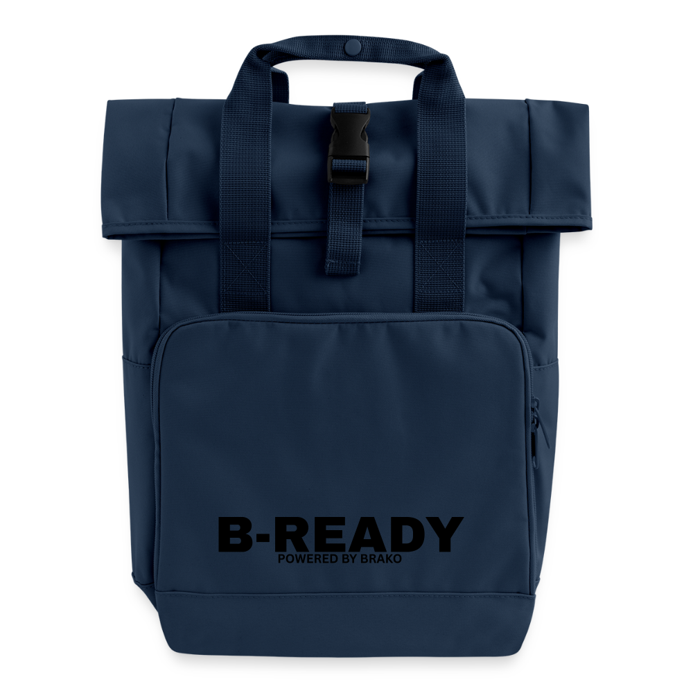 B-READY Gym Sport Work Bag Roll Top Backpack with Two Handles - navy