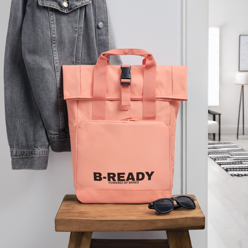 B-READY Gym Sport Work Bag Roll Top Backpack with Two Handles - chintz rose