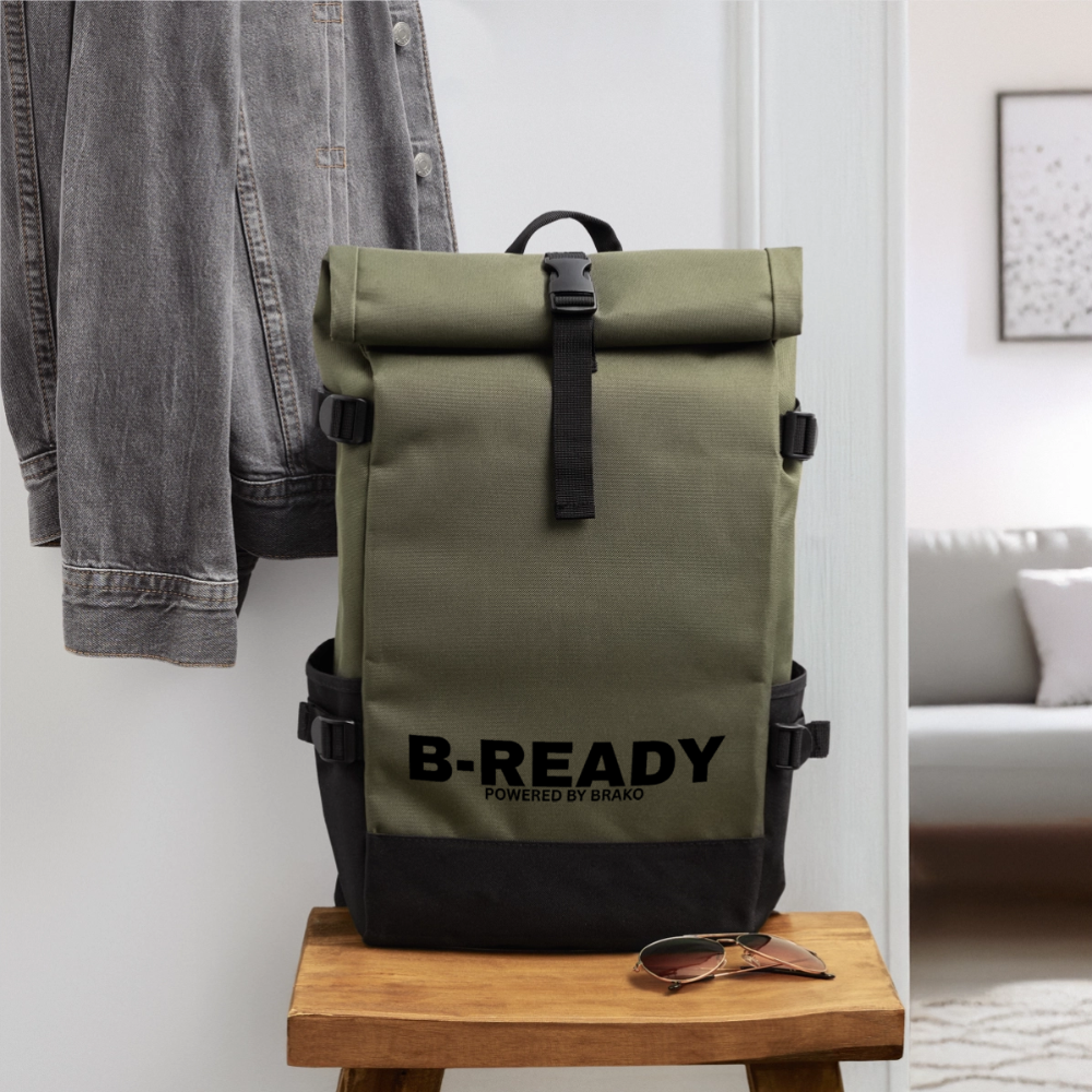 B-READY Gym Sport Work Bag 26 Roll Top Backpack - olive/black