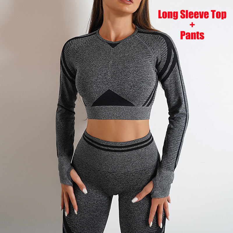 B-READY Seamless Yoga Pants Sports Gym Fitness Leggings Or Long Sleeve Tops Outfits Butt Lifting Slim Workout Sportswear Clothing