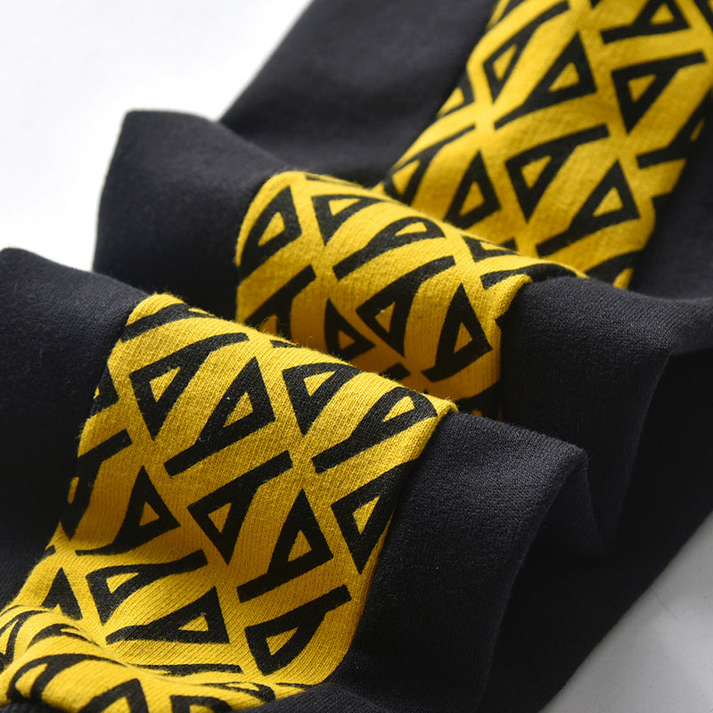 B-READY CUHK Kids Long Sleeve Printed Zipper Shirt Casual Sports Pants Set Black Two-Piece Set