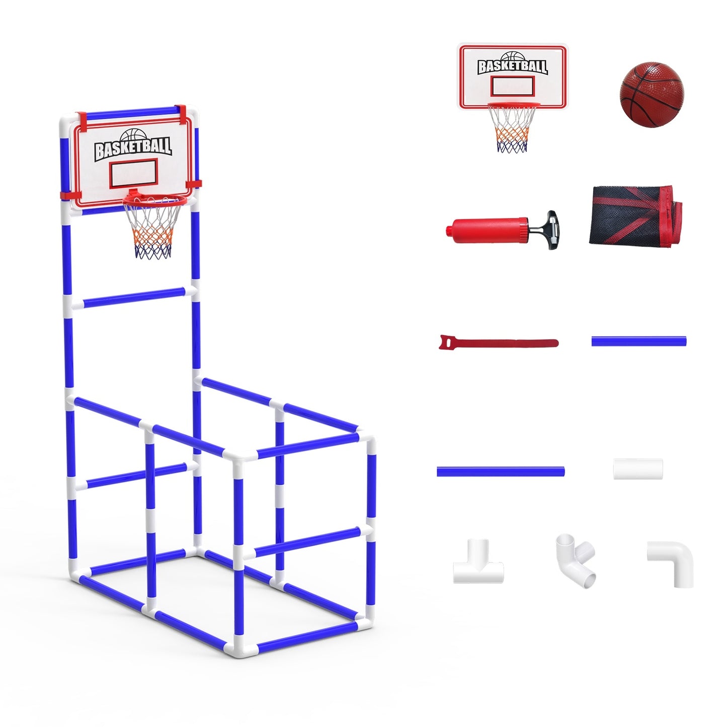 B-READY 1Set Kids Basketball Game Set With 2 Balls Adjustable Height Basketball Hoop Arcade Game Indoor Outdoor Toys For Boys Girls