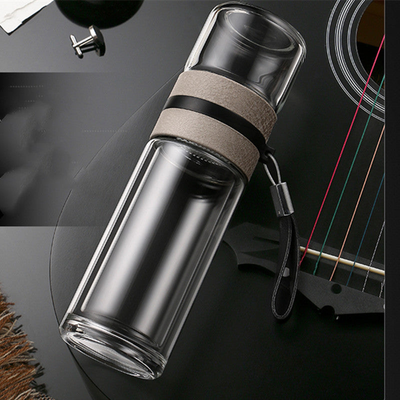 Double insulated transparent glass cup