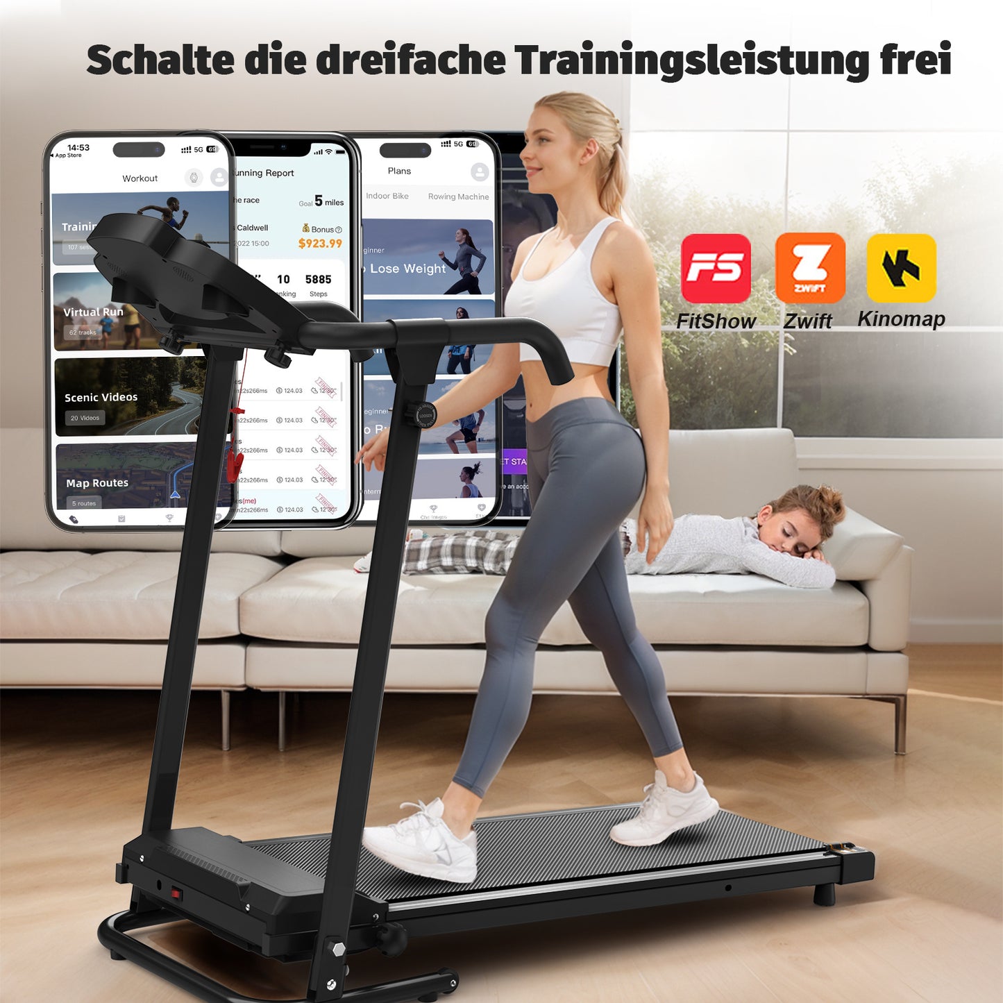 B-READY 2026 EU Home Office Desk Treadmills, Compact Desktop Treadmills With Inclined Portable Treadmills, 2-in-1 Treadmills For Walking, Running And Jogging, With A Weight Capacity Of 120KG incl. Trainings Plan Course 3 Month Weight and Fat loss 26