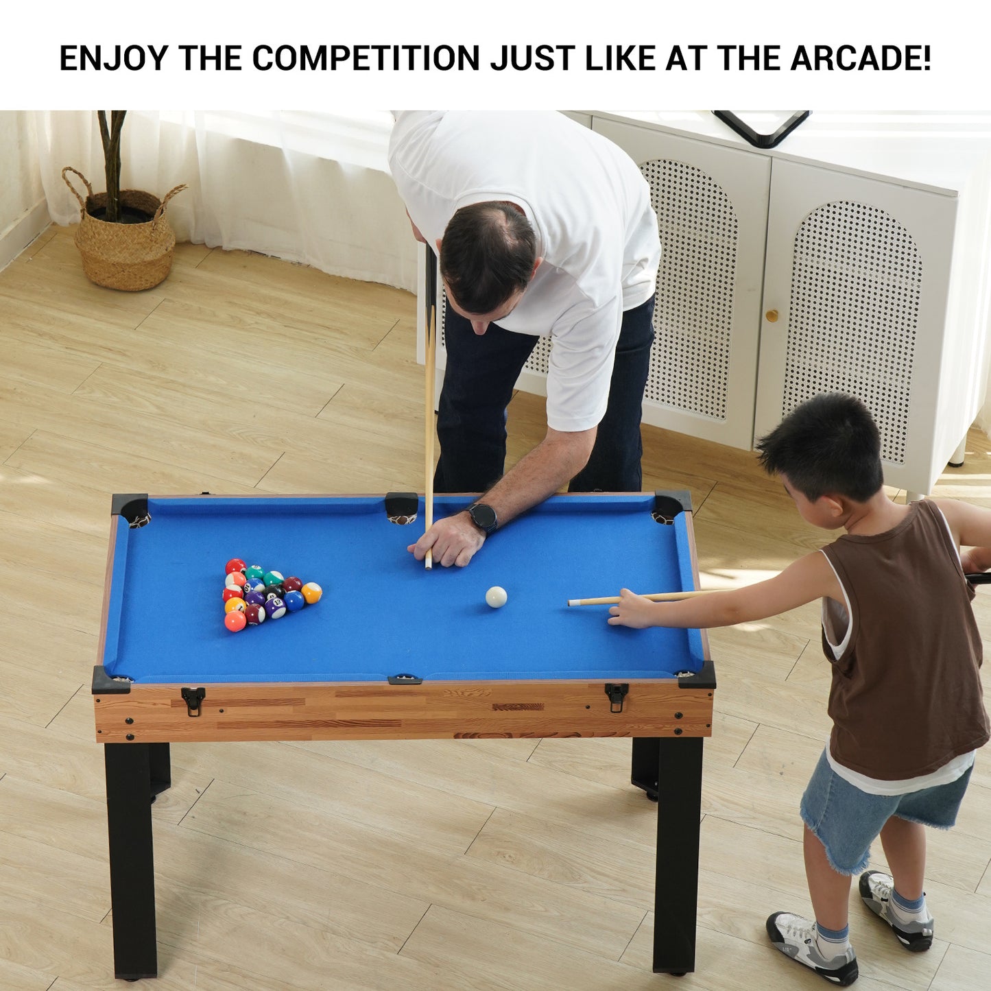 B-READY 48in Folding Portable Combination Game Table  Set With Ping Pong, Air Hockey, Pool Billiards For Kids And Adults, Indoor And Outdoor Games