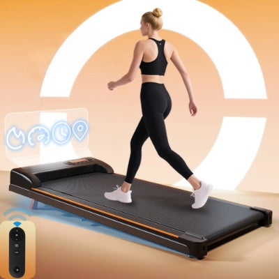 B-READY HOME TRAINER Folding Under Desk Walking Pad Treadmill With Adjustable Incline, 1-6 Km H Low Noise For Home  Office, LED Display, Magnetic Remote Control, Transport Wheels  Plug, Black.