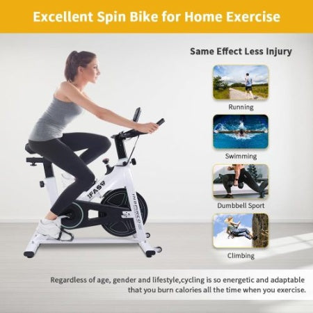 B-READY Stationary Bikes For Home Spin Indoor Exercise Bike With LCD Monitor And Comfortable Seat Cushion For Home Gym Cardio Fitness Training