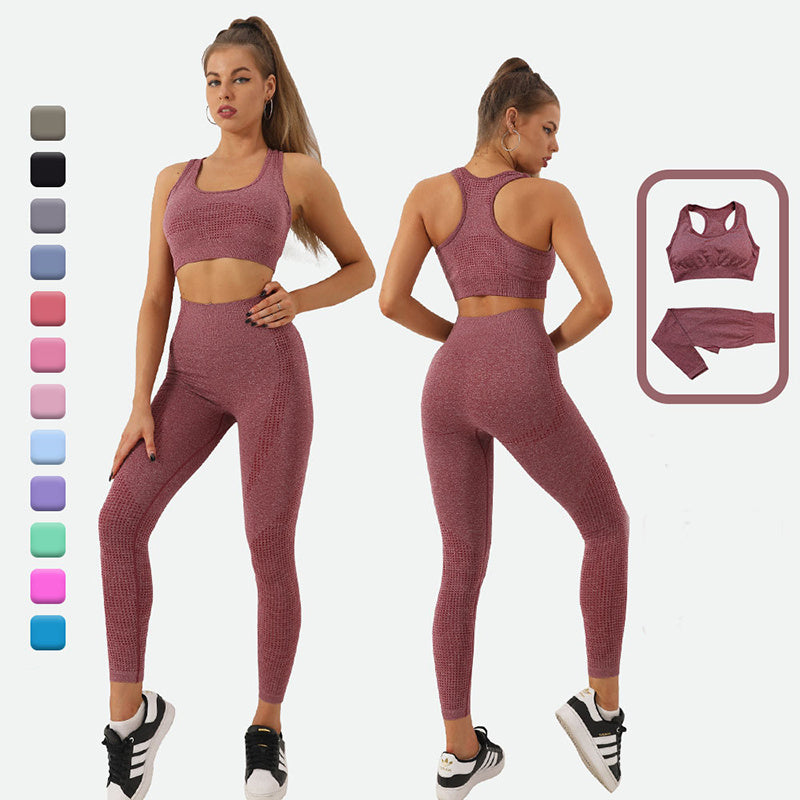 B-READY 2PCS Seamless Yoga Set Women Tracksuit High Waist Leggings Workout Sportswear Gym Clothing Fitness Crop Top Sports Suits Gym Set
