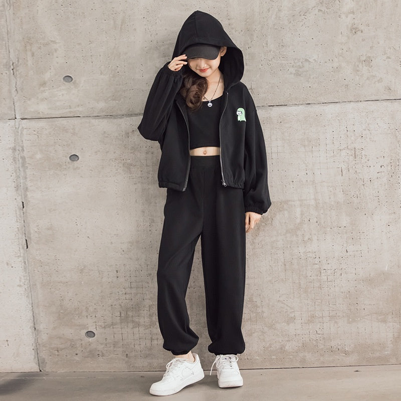 B-READY Style Zip-up Shirt Casual Pants Three-piece Children's Sportswear