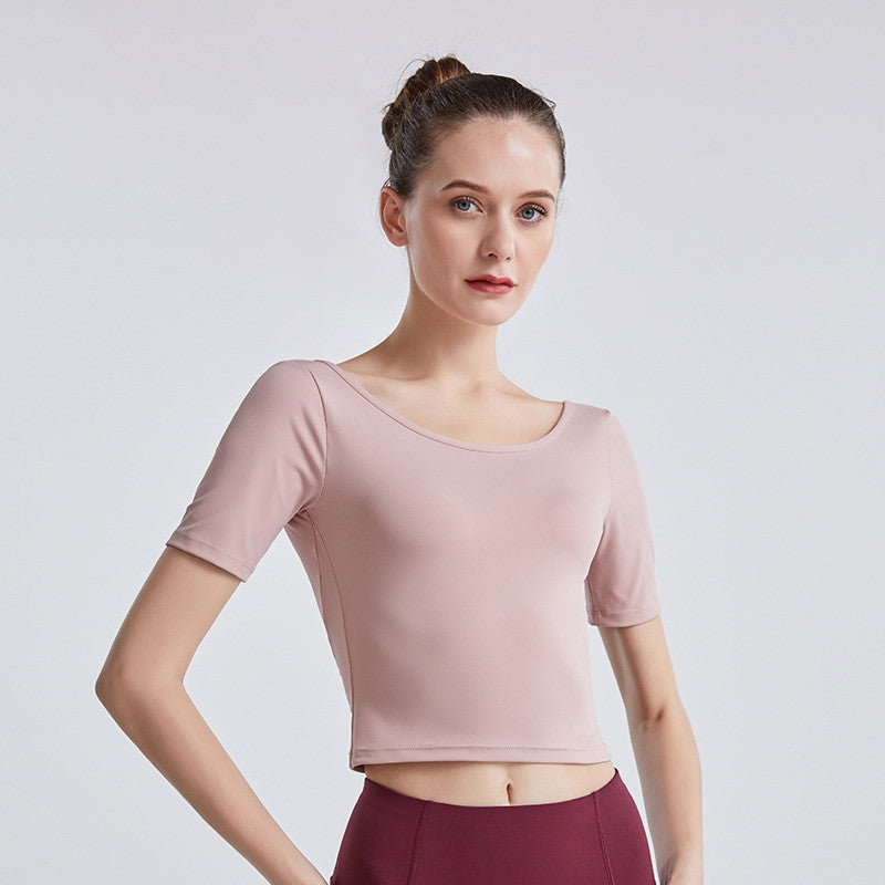 B-READY New Yoga Back Yoga Clothes Short-sleeved Cross Top