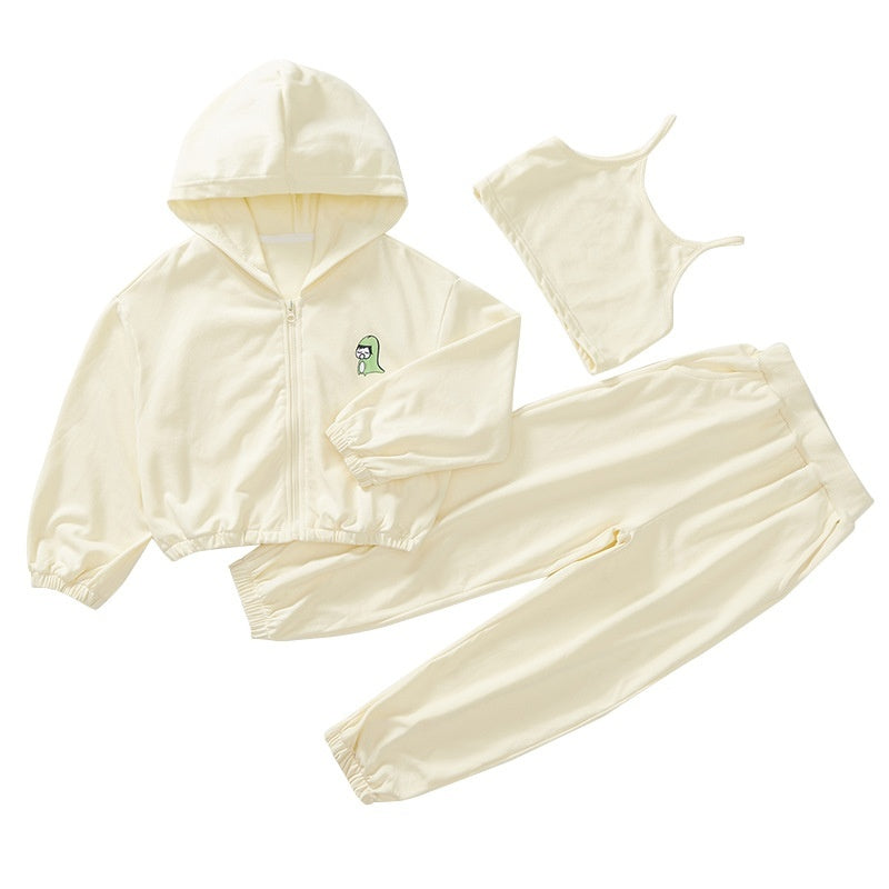 B-READY Style Zip-up Shirt Casual Pants Three-piece Children's Sportswear