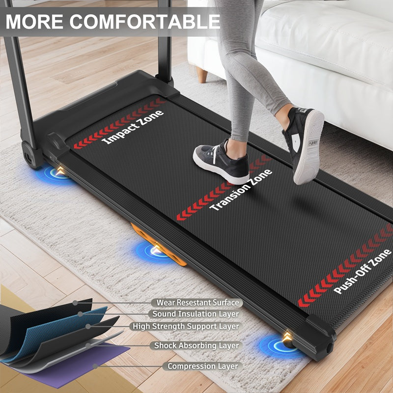 B-READY Walking Mat Treadmills Portable For Home & Office LED Display, 265 LB Capacity, Space-Saving Compact Walking Jogging Running Machine incl. Trainigs Course