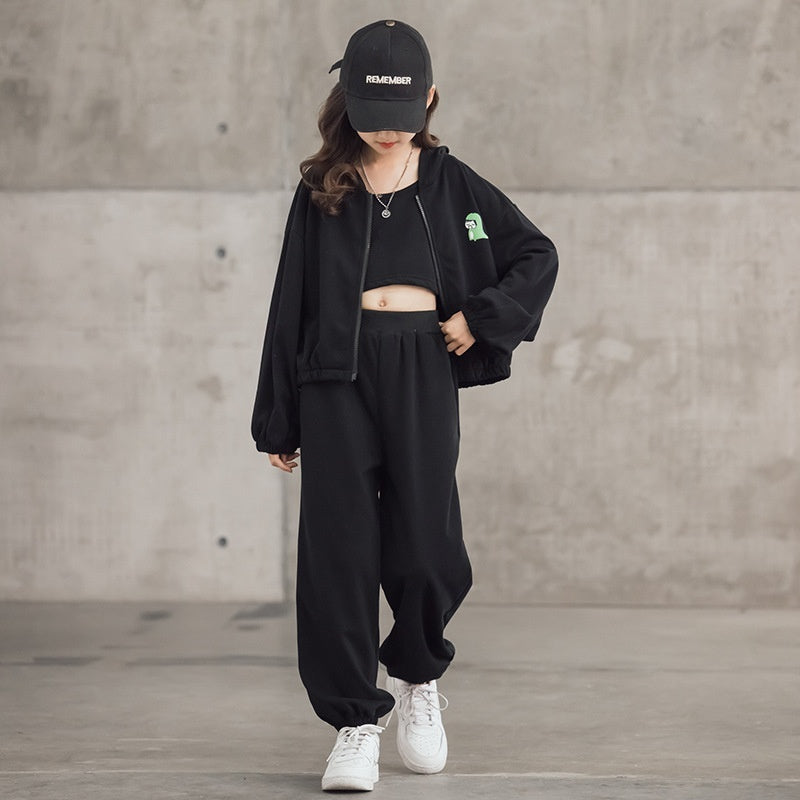 B-READY Style Zip-up Shirt Casual Pants Three-piece Children's Sportswear