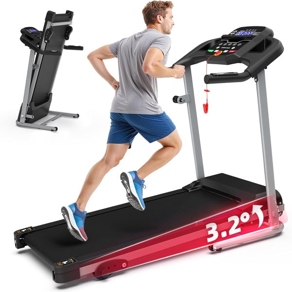 B-READY Compact Folding Treadmill For Home - 2.5HP Quiet Brushless Motor, 3-Level Incline