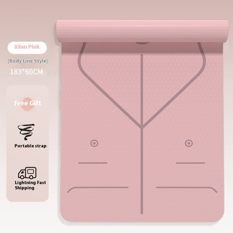 B-READY Home Yoga Mat Body Line TPE Anti-skid Shock Absorption incl. Yoga Beginner Course perfect Gift