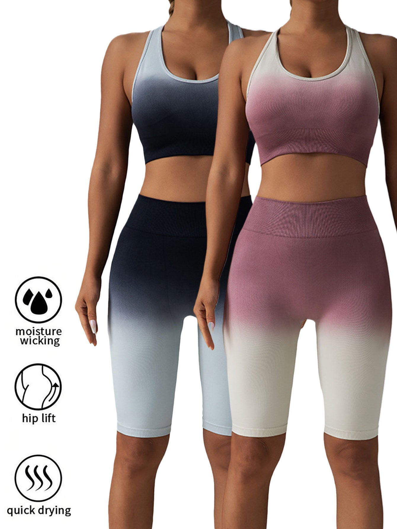 B-READY 2 Pack Workout Shorts For Women Scrunch Butt Lifting High Waisted Yoga Gym Seamless Booty Biker Shorts