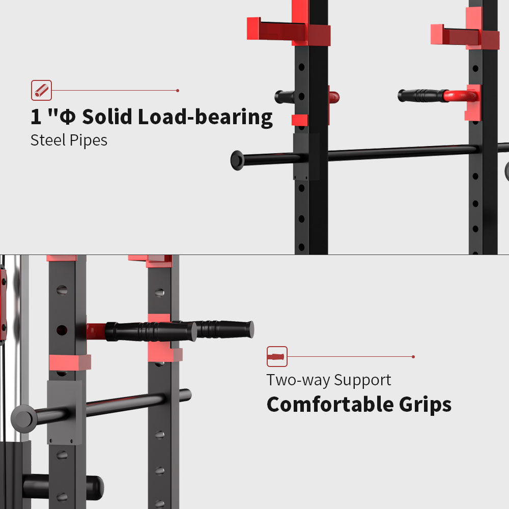 B-READY Multi-functional Power Cage Home Adjustable Pullup Squat Rack Capacity Comprehensive Fitness Barbell Rack