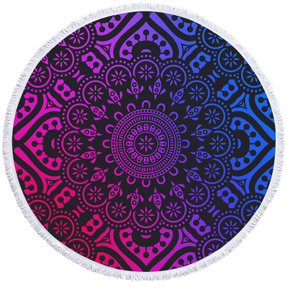 B-READY Round Printed Bath Towel Beach Towel Yoga Mat Psyc Trip Mat