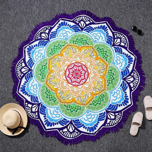 B-READY Round Printed Bath Towel Beach Towel Yoga Mat Psyc Trip Mat