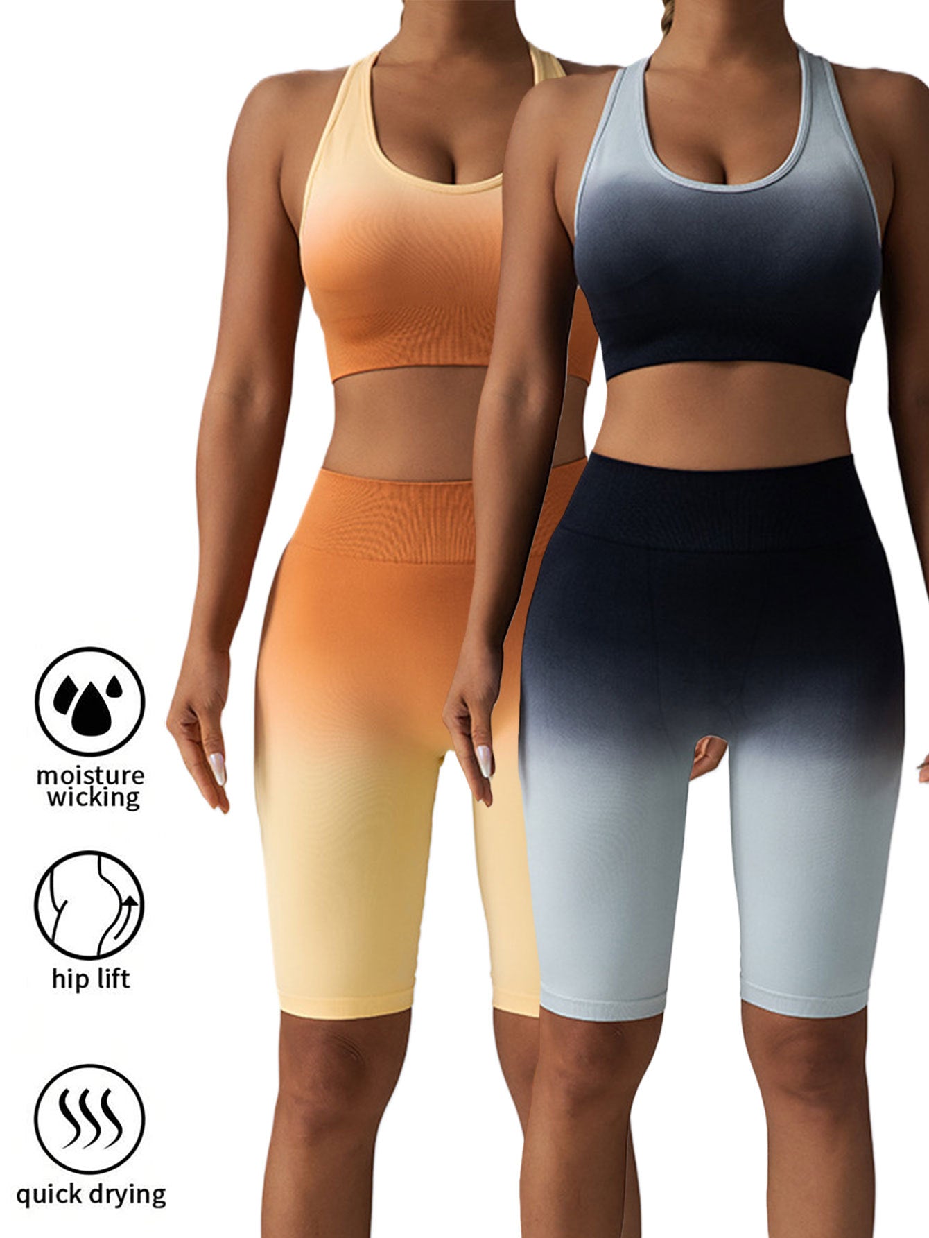 B-READY 2 Pack Workout Shorts For Women Scrunch Butt Lifting High Waisted Yoga Gym Seamless Booty Biker Shorts