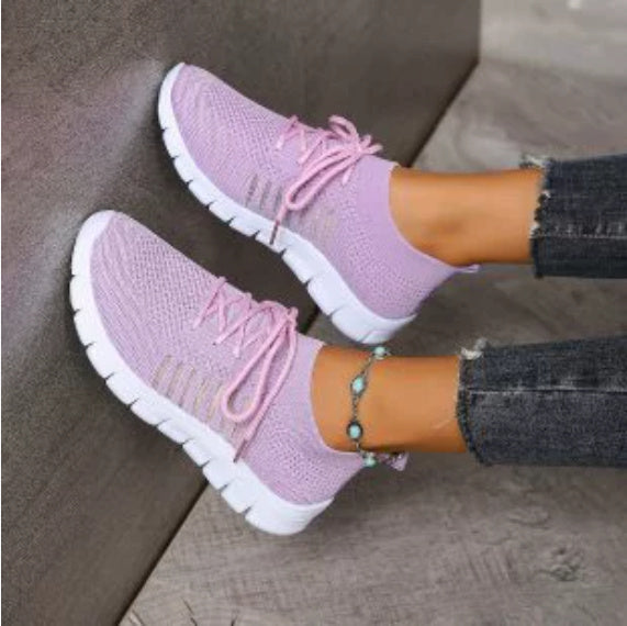 B-READY 
Casual Ladies Shoes Breathable  Women Flying Knit Sports Shoes Flat Shoes