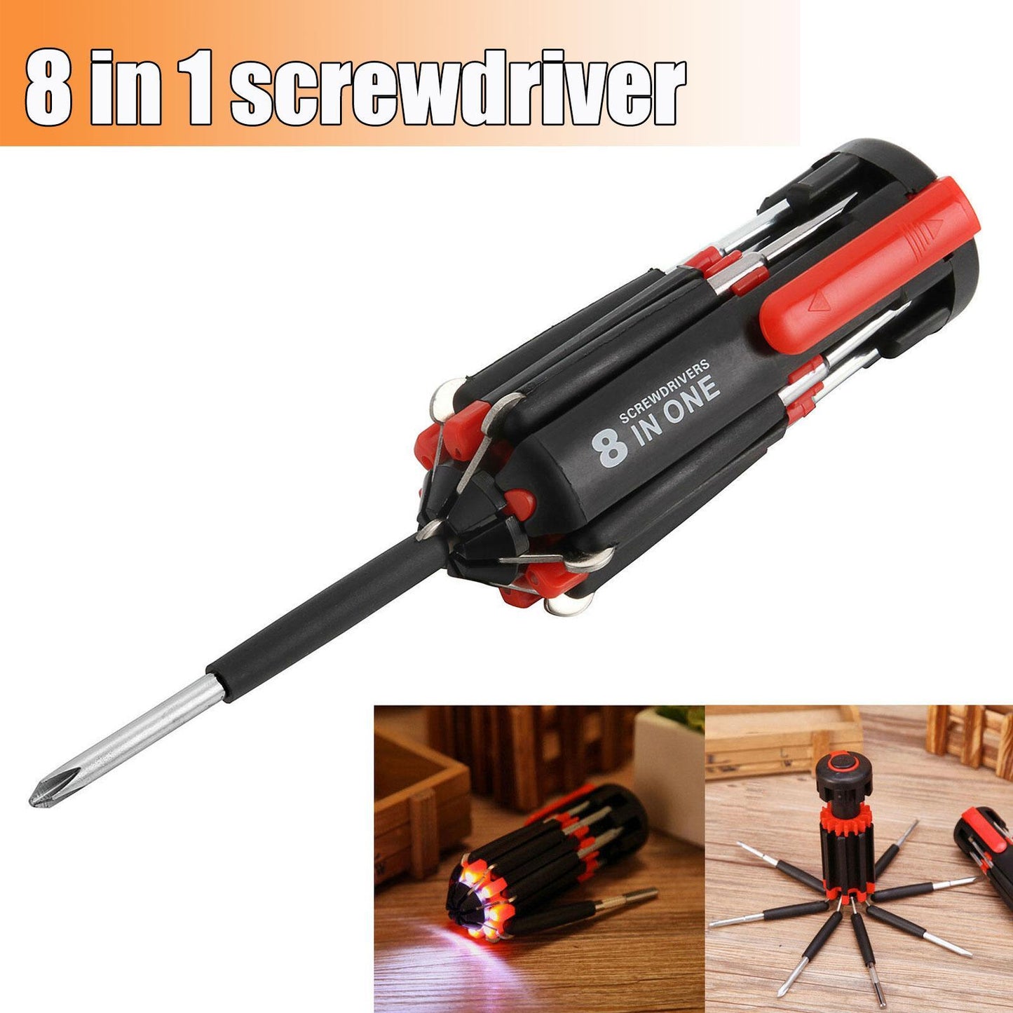 B-READY Car Supplies 8 In 1 Screwdriver With LED Flashlight Car Portable Multifunctional Outdoor Tools B-PREPARED 2026