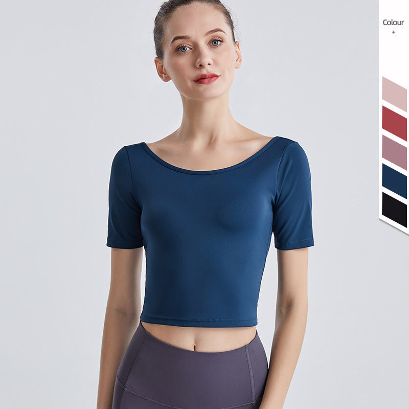 B-READY New Yoga Back Yoga Clothes Short-sleeved Cross Top