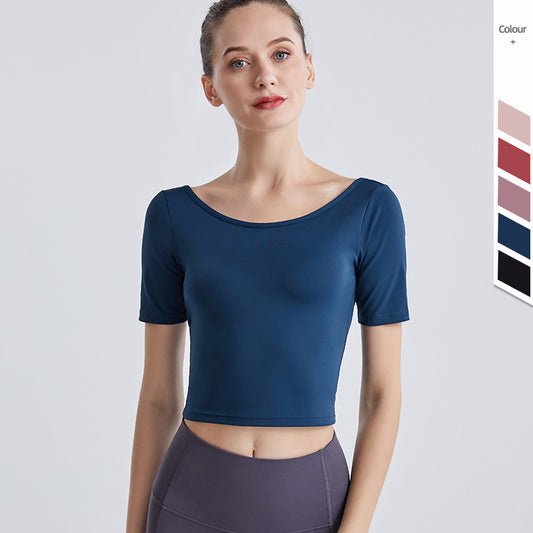 B-READY New Yoga Back Yoga Clothes Short-sleeved Cross Top