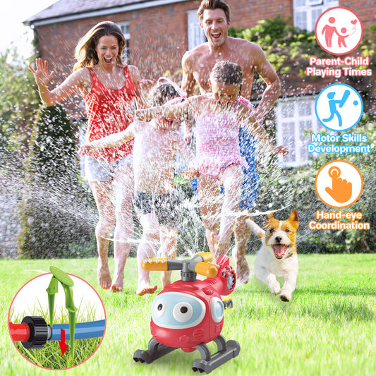 B-READY 4 In 1 Water Sprinklers T Ball Set For Kids And Toddlers, Baseball Sprinkler For Backyard Helicopter Toy Outdoor Game, Attaches To Garden Hose Summer Yard Pool Water Toy