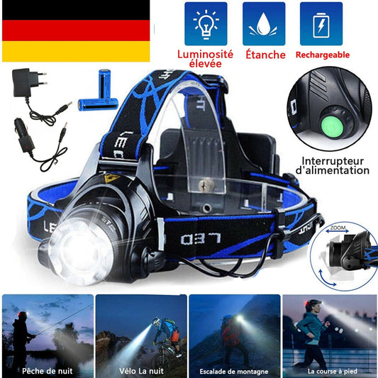 B-READY LED Headlamp Rechargeable Head Torch Zoom Headlight Super Bright Flashlight 3 Modes Work Light With 2 Li-ion Batteries 2 Charger B-PREPARED 2026