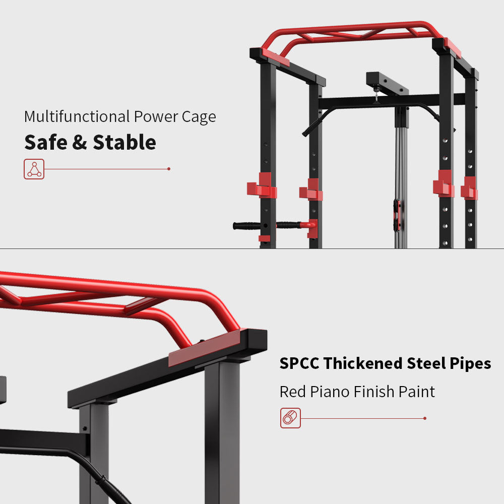 B-READY Multi-functional Power Cage Home Adjustable Pullup Squat Rack Capacity Comprehensive Fitness Barbell Rack