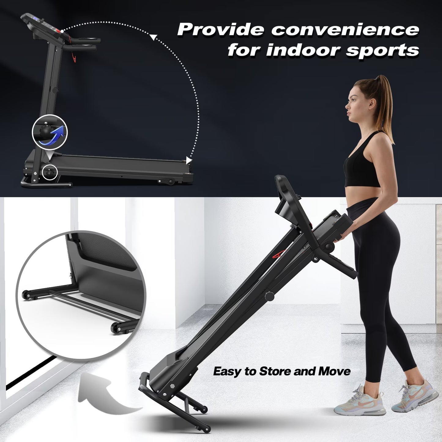 B-READY Home Folding Treadmill With Pulse Sensor