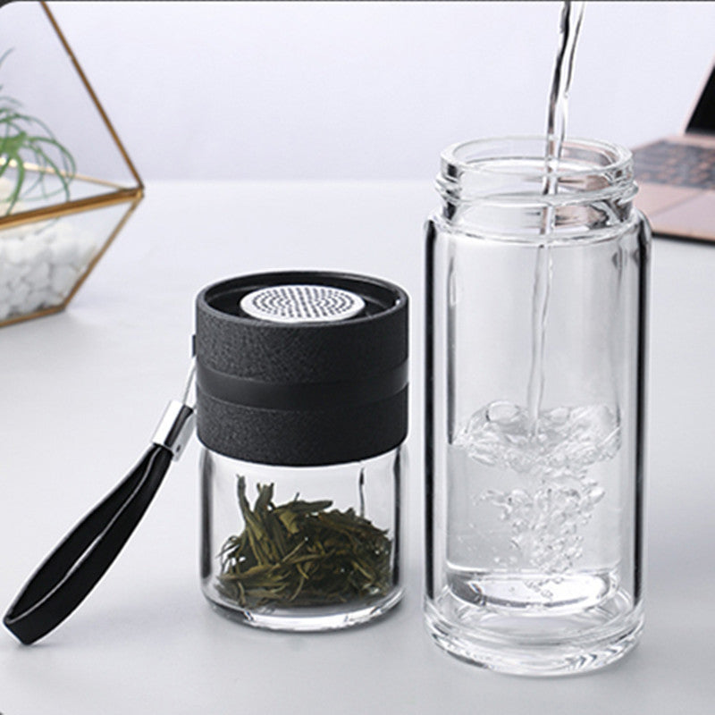 Double insulated transparent glass cup