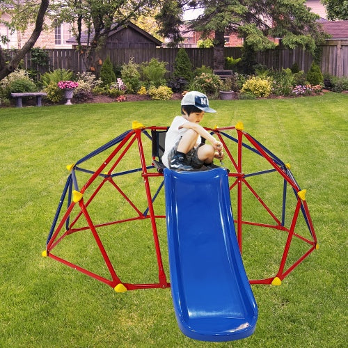 B-READY Kids Outdoor Indoor  6 Foot Dome Climber With 1.2 Meter Slide For Climbers Over 3 Years Old With Rock Climbing