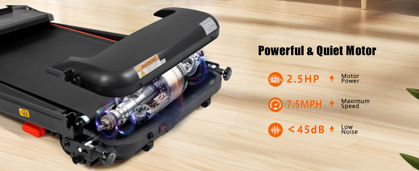 B-READY 26 Brand New Home Treadmill, 2.5HP Silent Folding Treadmill With Heart Rate Sensor, Weighing 300 Pounds, Banned Platform Temu