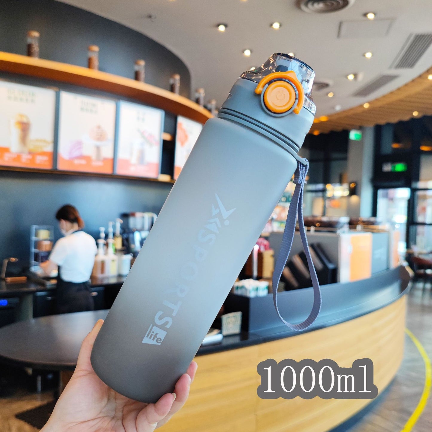 B-READY Gym Sport Rainbow Gradient Plastic Cup Sports Cup Outdoor Gym Couple Large Capacity 1L