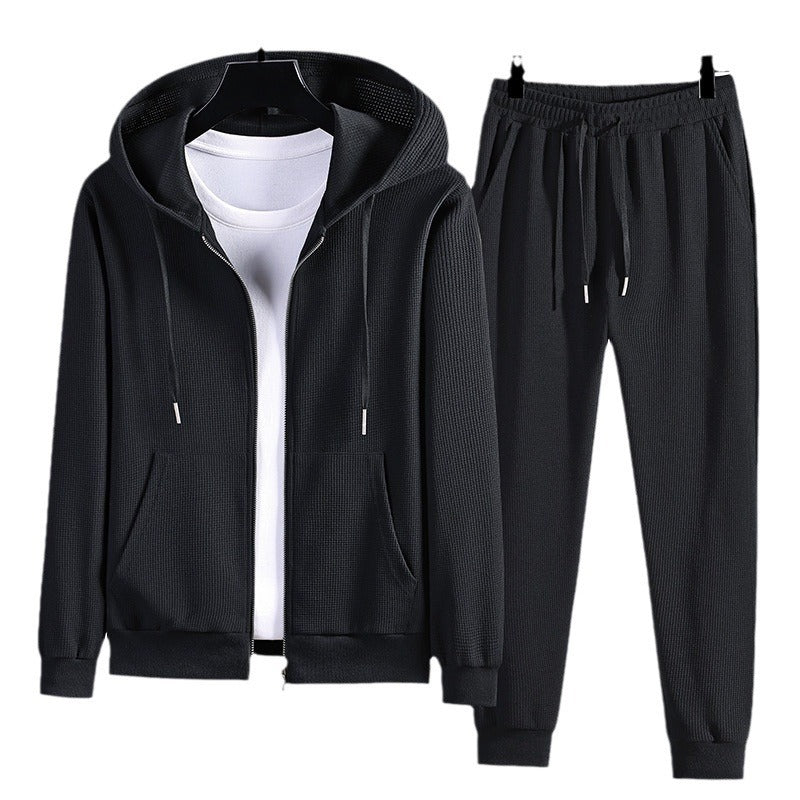B-READY Originals unisex Sports Gym Fitness Set Waffle Couple outfit Hooded Sportswear set