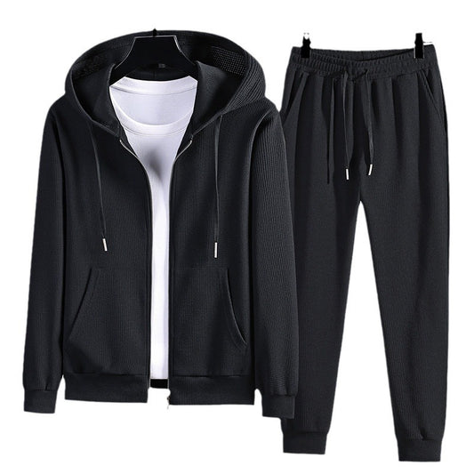 B-READY Originals unisex Sports Gym Fitness Set Waffle Couple outfit Hooded Sportswear set