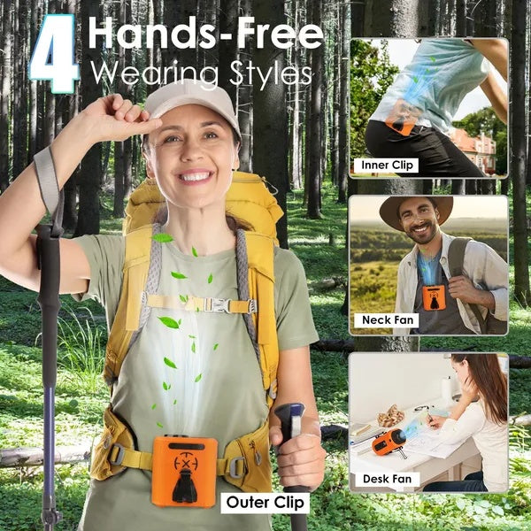 B-READY 5 In 1 Portable Waist Clip Fan With 5 Speeds Flashlight Battery Operated Personal Wearable Turbo Belt Fan Hands-Free Neck Fan For Camping Travel Job Site B-PREPARED 2026