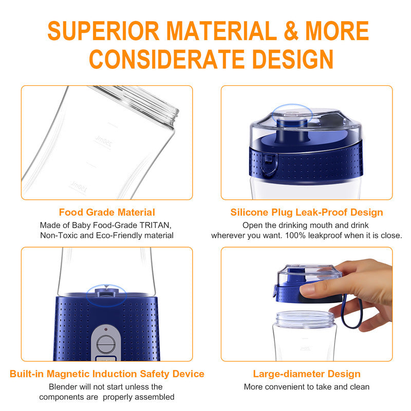 B-READY Portable Blender For Protein Shakes And Smoothies Personal Size Single Serve Travel Fruit Juicer Mixer Cup With Rechargeable USB