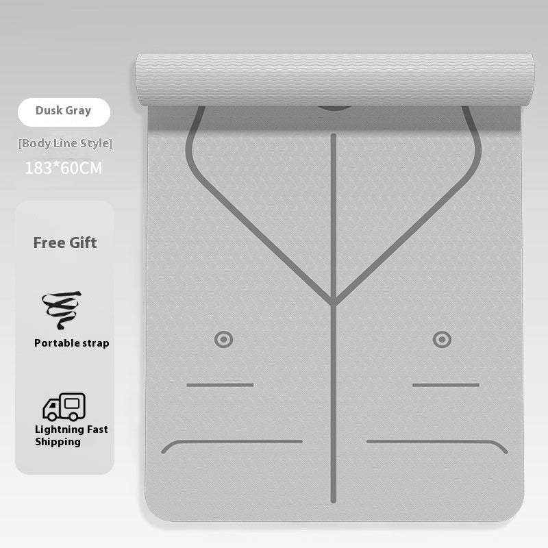 B-READY Home Yoga Mat Body Line TPE Anti-skid Shock Absorption incl. Yoga Beginner Course perfect Gift