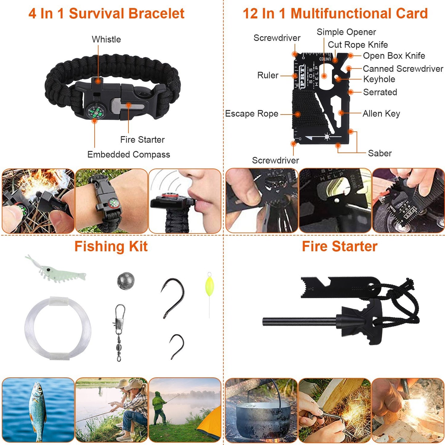 B-READY 125Pcs Survival Kits Professional Emergency Survival Gear Tactical First Aid Kit Supplies For Outdoor Adventure Camping Hiking Hunting
