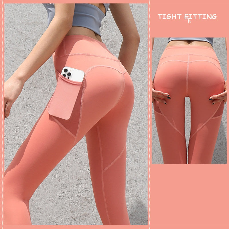 B-READY Gym Sport Seamless Leggings With Pockets Push Up High Waist Pants Women Fitness Running Yoga Pants Gym Sport Seamless Leggings