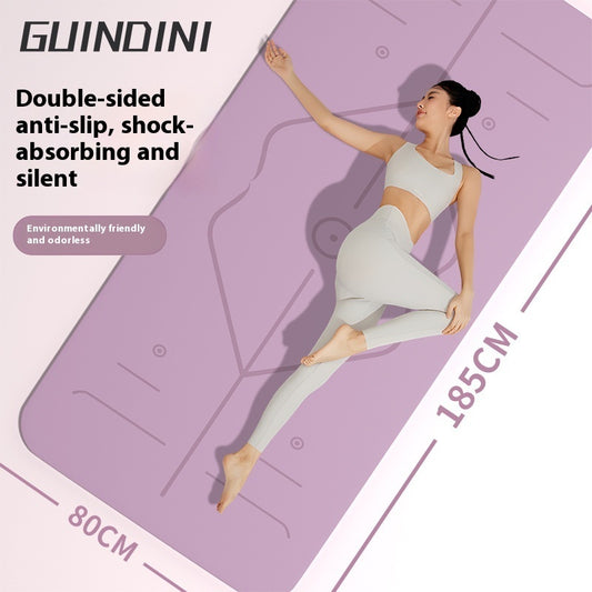 B-READY Home Yoga Mat Body Line TPE Anti-skid Shock Absorption incl. Yoga Beginner Course perfect Gift