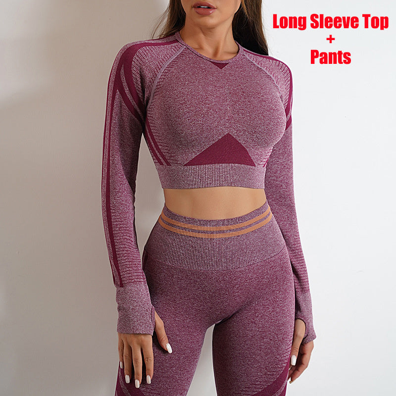 B-READY Seamless Yoga Pants Sports Gym Fitness Leggings Or Long Sleeve Tops Outfits Butt Lifting Slim Workout Sportswear Clothing