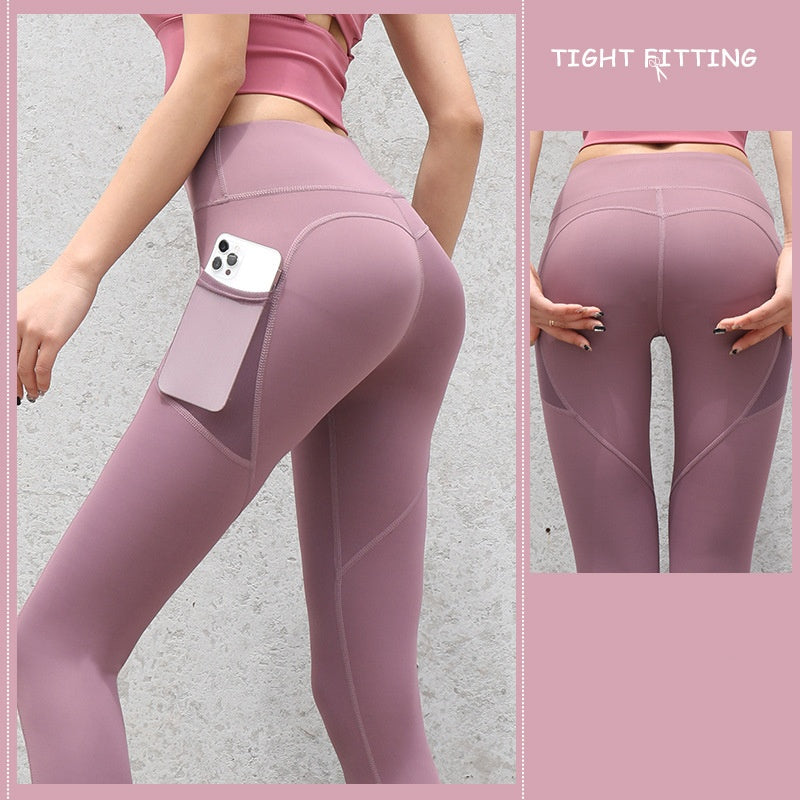 B-READY Gym Sport Seamless Leggings With Pockets Push Up High Waist Pants Women Fitness Running Yoga Pants Gym Sport Seamless Leggings