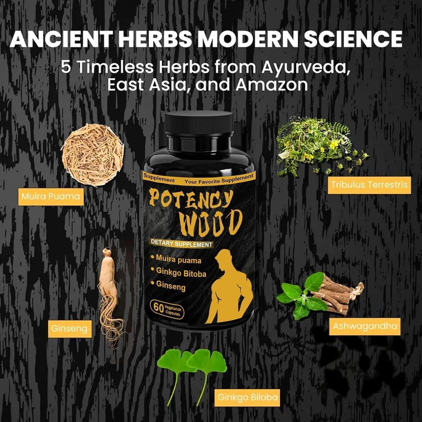 B-READY South Africa Drunk Eggplant Silver Tribulus Terrestris Herbal Supplement Capsules made in USA