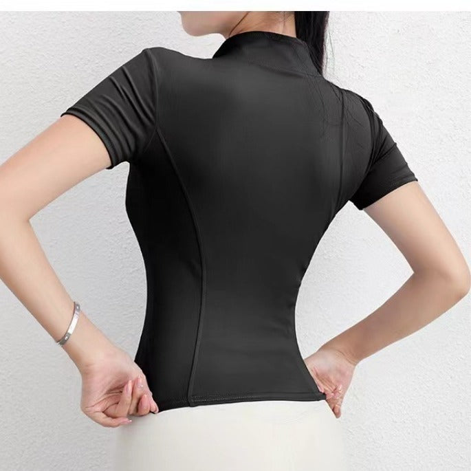 B-READY Women's Yoga Short Sleeve Coat Short Sports Fitness