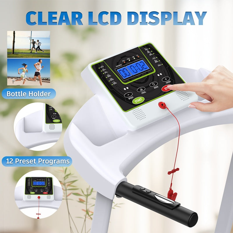 B-READY Smart Home Folding Treadmill With Incline 2.5HP 12KMH Electric Treadmill For Home Foldable, Bluetooth Music Cup Holder Heart Rate Sensor Walking Running Machine For Indoor Home Gym Exercise Fitness incl. Trainigs Plan