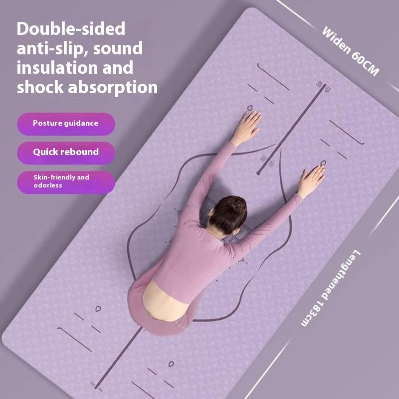 B-READY Home Yoga Mat Body Line TPE Anti-skid Shock Absorption incl. Yoga Beginner Course perfect Gift